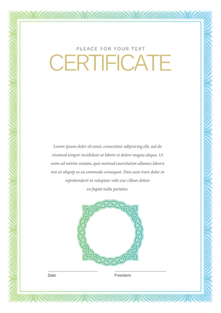 Certificate template, diploma currency border. Award background, gift voucher vector illustration.のイラスト素材
