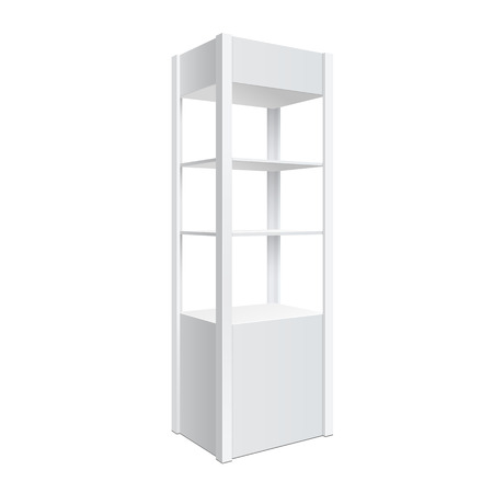 Showcase display. Retail shelf rack illustration on white background.のイラスト素材