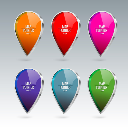 Shiny gloss Map pointer icon set. Vector illustrationのイラスト素材