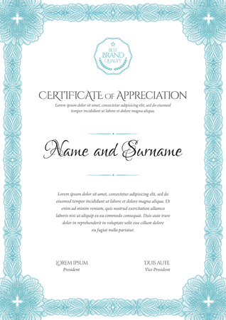 Certificate template. Frame for design diploma or gift certificate. Vector illustration.のイラスト素材
