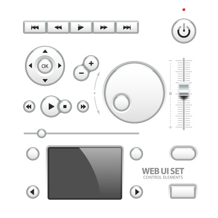 Light Web UI Elements Design Gray. Elements: Buttons, Switchers Sliderのイラスト素材