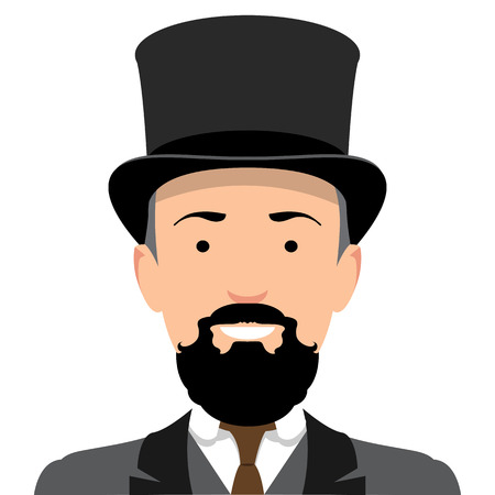 Vintage gentleman portrait. Design flat avatar for social media. Vector illustration.のイラスト素材