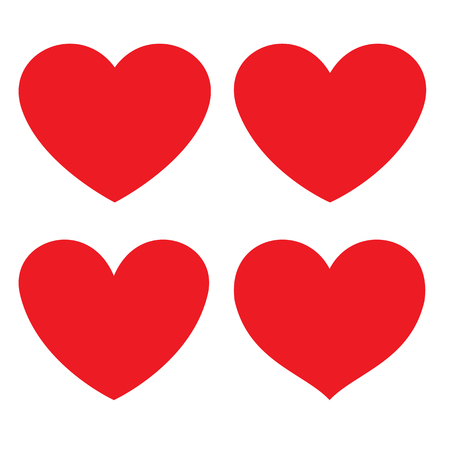 Red heart flat icon. different shapes. Vector illustration