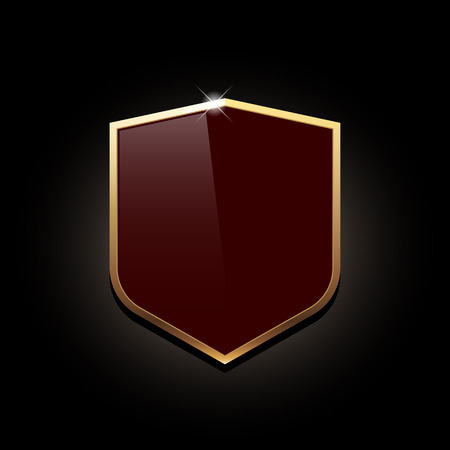 icon shield with gold edging. Vector illustrationのイラスト素材