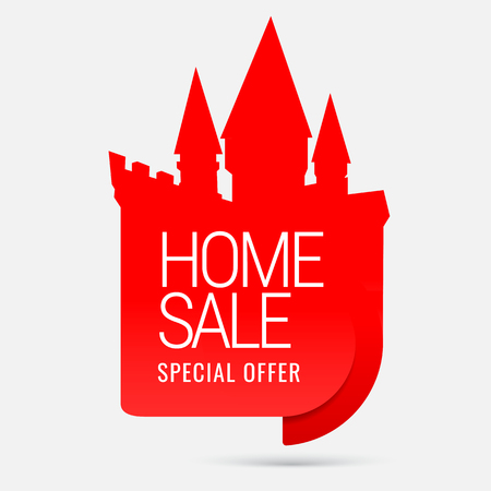 Sale of special offers. Home sale. An ad with a red tag for an advertising campaign at retail on the day of purchase. vector illustrationのイラスト素材