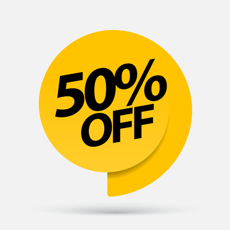 Sale of special offers. Discount with the price is 50. An ad with a yellow tag for an advertising campaign at retail on the day of purchase. vector illustrationのイラスト素材