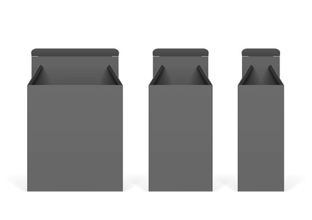 Set of black cardboard boxes mockups. Vector illustrationのイラスト素材
