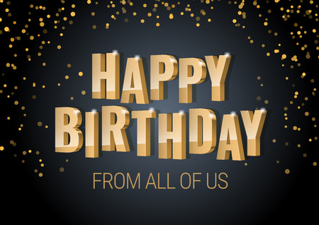 Happy Birthday inscription gold letters. Poster template for Celebrating. Vector illustrationのイラスト素材