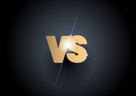 Versus sign. gold 3d symbol. Poster template. Vector illustrationのイラスト素材