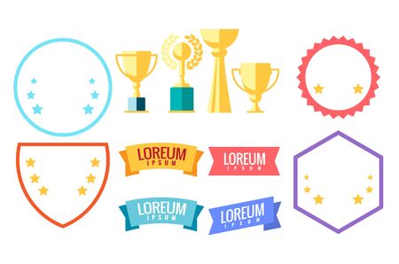 winner icon elements. Cup winner Icon set isolated on white background. Trophy Cup symbol flat style for your web site designのイラスト素材