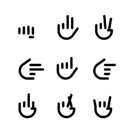 hand gestures. line icons set. Flat style vector icons, emblem, symbol For Your Designのイラスト素材