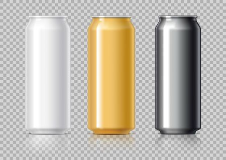 white black and gold aluminum cansのイラスト素材