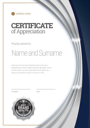 Silver Certificate template. Diploma of modern design or gift certificate. Vector illustration.のイラスト素材