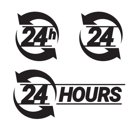 24 hours order execution or delivery service icons. Vector illustrationのイラスト素材