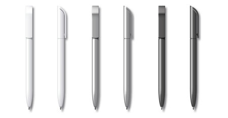 White gray and Black Realistic Set Pen. Vector illustration. Template For Mockup Branding Stationery and Corporate Identity.のイラスト素材