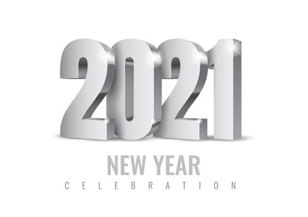 Vector text Design 2020.silver 3d numbers. Happy new year template greeting card.のイラスト素材