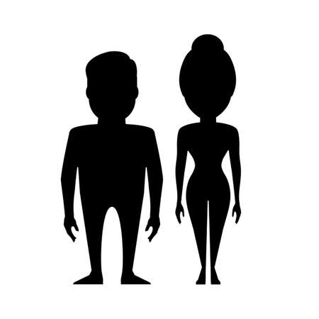 silhouette cartoon is a man and woman.のイラスト素材