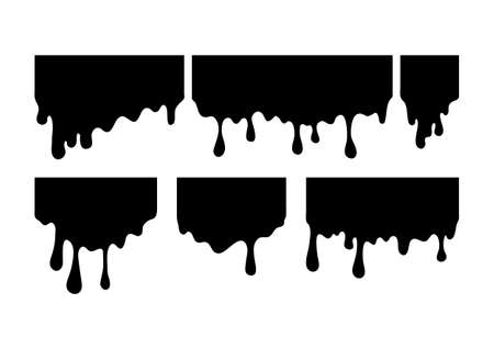 Paint dripping. Current drops. Black stains on a white background.のイラスト素材