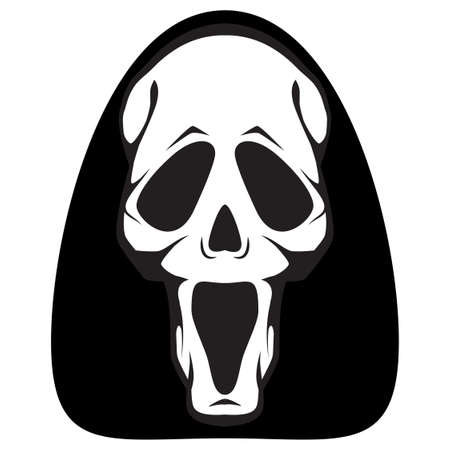 Black and white human skull icon. Symbol or emblem for  tattoo.のイラスト素材