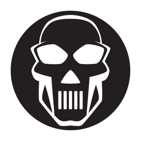 Black and white human skull icon. Symbol or emblem for logo or tattoo.のイラスト素材