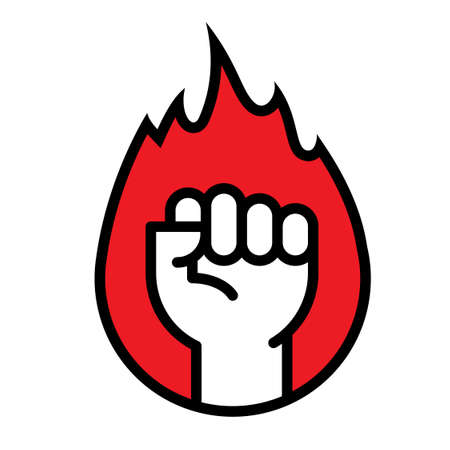 Fist Up As Protest Symbol. logo template vector illustrationのイラスト素材