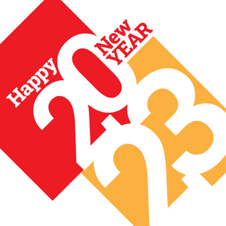 Vector text Design 2023. Happy new year template greeting card.のイラスト素材