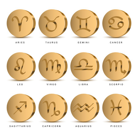 Zodiac sign. Astrological symbols of the twelve zodiacal constellations. Vector illustrationのイラスト素材