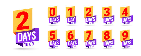 Countdown left days banner. count time sale. Nine, eight, seven, six, five, four, three, two, one, zero days left. Vector illustrationのイラスト素材