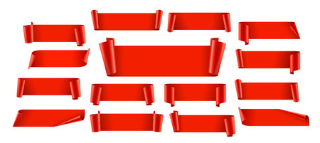Realistic Red Glossy ribbons for your design project. Vector illustrationのイラスト素材