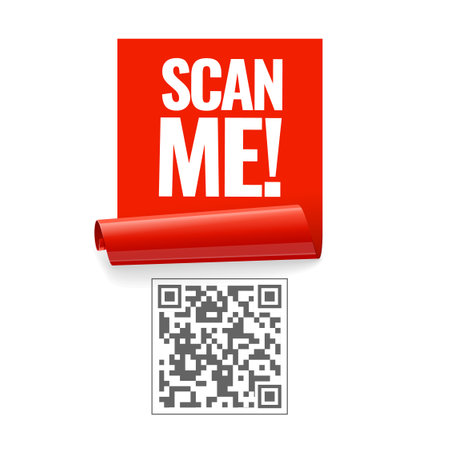 Scan me icon with red ribbon. Symbol or emblem. vector illustrationのイラスト素材