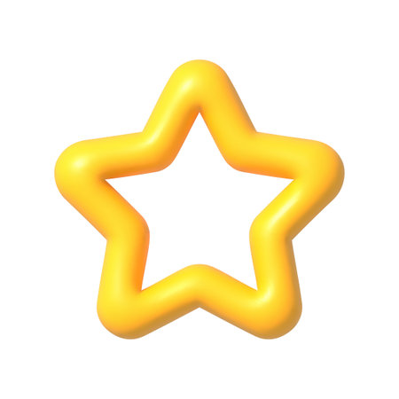 Vector render Yellow star icon. Cartoon Symbol for Customer rating feedback or rang rating achievements. 3d vector emblem. Vector illustrationのイラスト素材