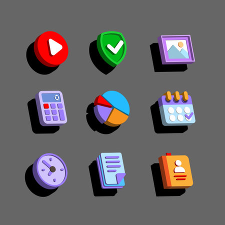 3d Smartphone application icons set. Vector illustrationのイラスト素材