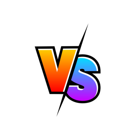 Versus sign surrounded by flames. Color symbol. Vector illustrationのイラスト素材