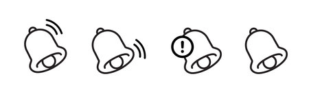 Bell icon set. Ringing bell with notification. Vector illustrationのイラスト素材