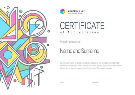 Certificate template. Diploma of modern design or gift certificate. Vector illustration.のイラスト素材
