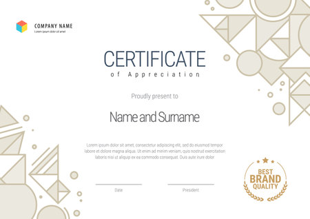 Certificate template. Diploma of modern design or gift certificate. Vector illustration.のイラスト素材