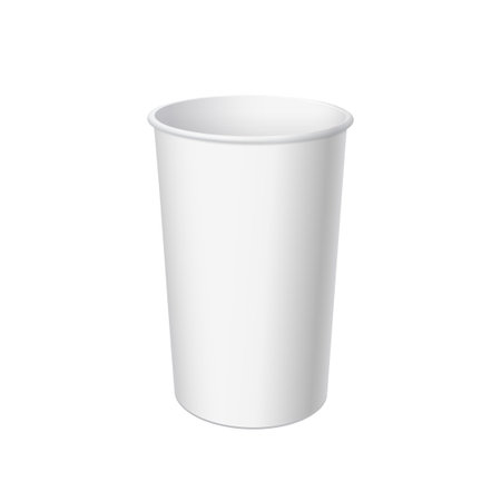 Realistic White Disposable Paper bucket for fast food. Pack for chicken, fries, popcorn..Mock up for brand template. vector illustration.のイラスト素材