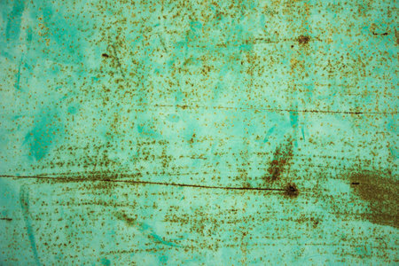 The old metal blue wall with rust.の写真素材