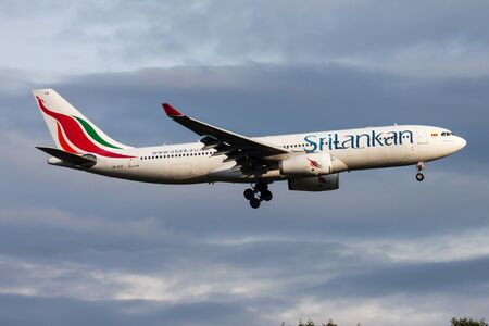 FRANKFURT / GERMANY - APRIL 25, 2015: SriLankan Airlines Airbus A330-200 4R-ALB passenger plane landing at Frankfurt Airportのeditorial素材