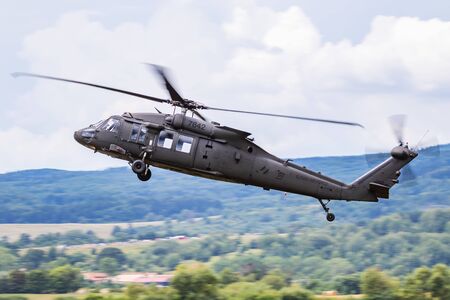 SLIAC / SLOVAKIA - AUGUST 3, 2019: Slovak Air Force Sikorsky UH-60M Black Hawk 7642 transport...
