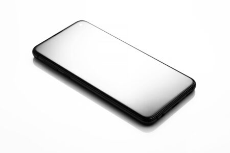 Mobile phone on white acrylic table for high quality product photography