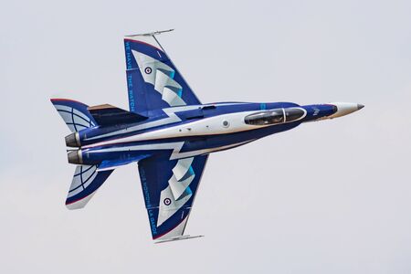 FAIRFORD / UNITED KINGDOM - JULY 13, 2018: Royal Canadian Air Force CF-18 Hornet 188776 fighter jet...