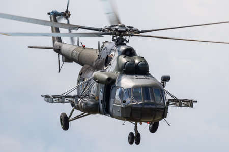 SLIAC / SLOVAKIA - AUGUST 3, 2019: Czech Air Force Mil Mi-171Sh 9868 transport helicopter display at SIAF Slovak International Air Fest 2019のeditorial素材