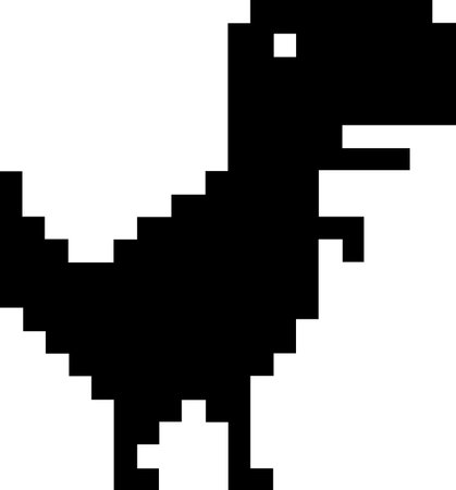 Pixel art of dinosaur describing offline error for internet. Page unavalaible, Error 404. No internet connection.のイラスト素材