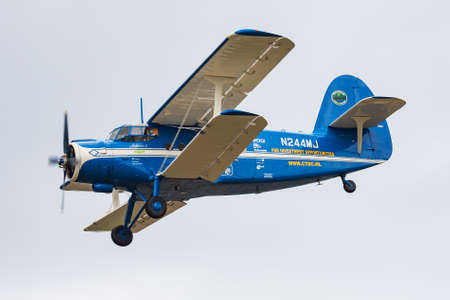 Volkel, Netherlands - June 13, 2013: Civilian plane at airport. Aviation and aircraft. Commercial and general aviation. Aviation industry. Fly and flying.のeditorial素材