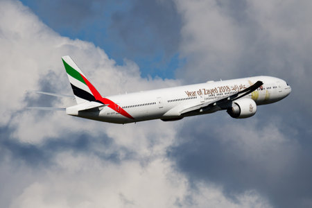 Budapest / Hungary - May 15, 2018: Emirates Airlines special livery Boeing 777-300ER A6-EPP...