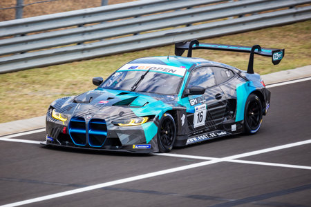 Mogyorod, Hungary - July 9, 2022: International GT Open. BMW M4 GT3. Motorsport and racing. Sports car and supercar. Grand prix and race. Action Photography.のeditorial素材
