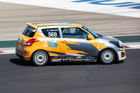 Mogyorod, Hungary - July 9, 2022: Suzuki Swift Cup Series. Motorsport and racing. Sports car and supercar. Grand prix and race. Action Photography.のeditorial素材