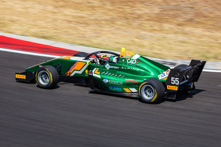 Mogyorod, Hungary - July 9, 2022: Formula Regional. Alpine. Motorsport and racing. Sports car and supercar. Grand prix and race. Action Photography.のeditorial素材