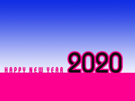 Happy New Year 2020 Letters Happy New Year 2020 Beautiful bright colors on a light blue background